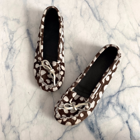 Boden Shoes - Boden Pony hair White & Brown Spotted Moccasins 9